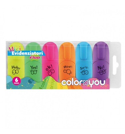 EVIDENZIATORE MINI FLUO 6pz COLORXY