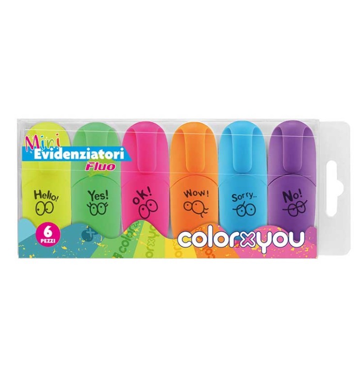 EVIDENZIATORE MINI FLUO 6pz COLORXY