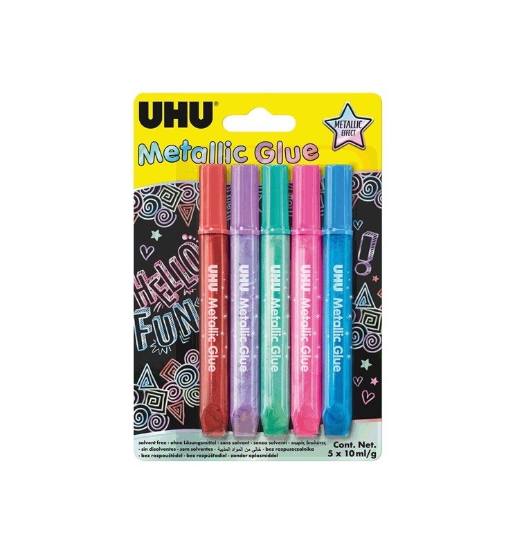 UHU COLLA GLITTER 10ML BL5 METALLIC