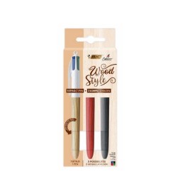 PENNA 4 COLORI WOOD +2 FUSTI BIC