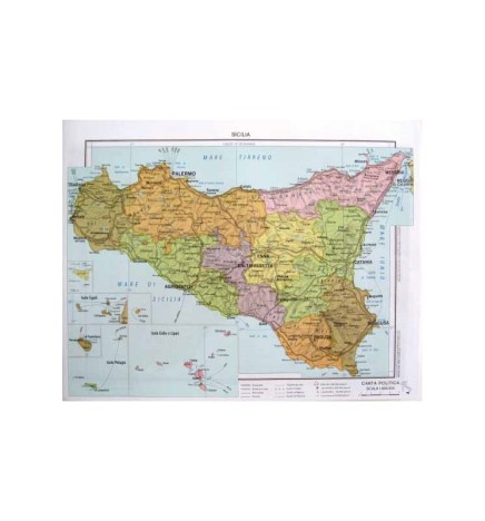 CARTA GEOGRAFICA SICILIA 100X140